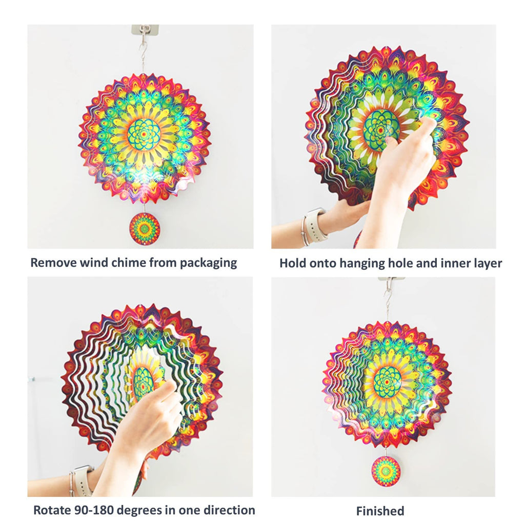 Peacock Feather 3D Rotating Reflective Wind Chime