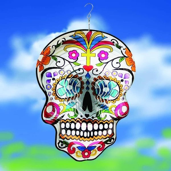 Colorful Skull 3D Rotating Reflective Wind Chime