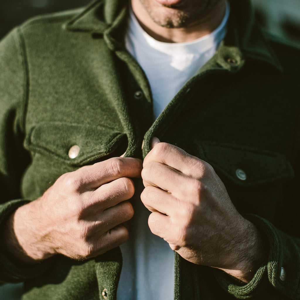 The Big Sur Jacket in Heather Olive Polartec
