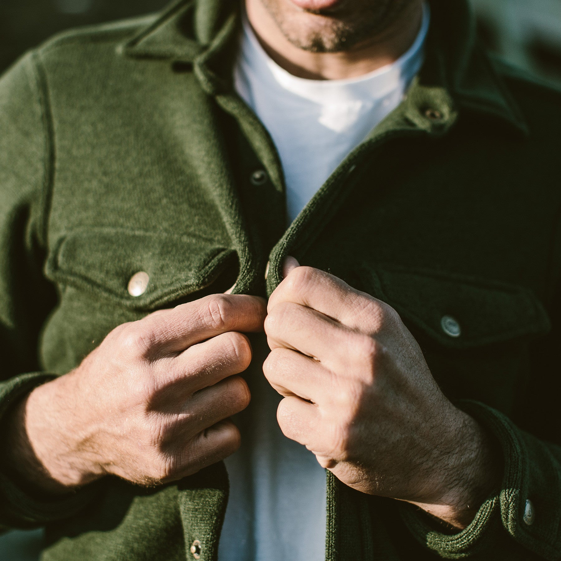 The Big Sur Jacket in Heather Olive Polartec