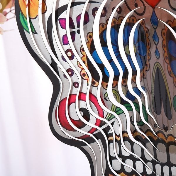 Colorful Skull 3D Rotating Reflective Wind Chime