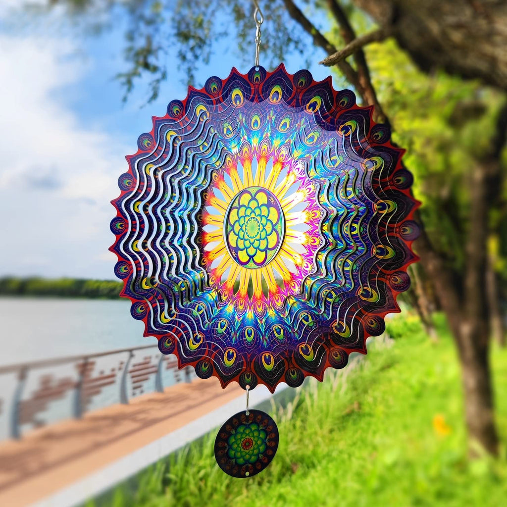 Peacock Feather 3D Rotating Reflective Wind Chime