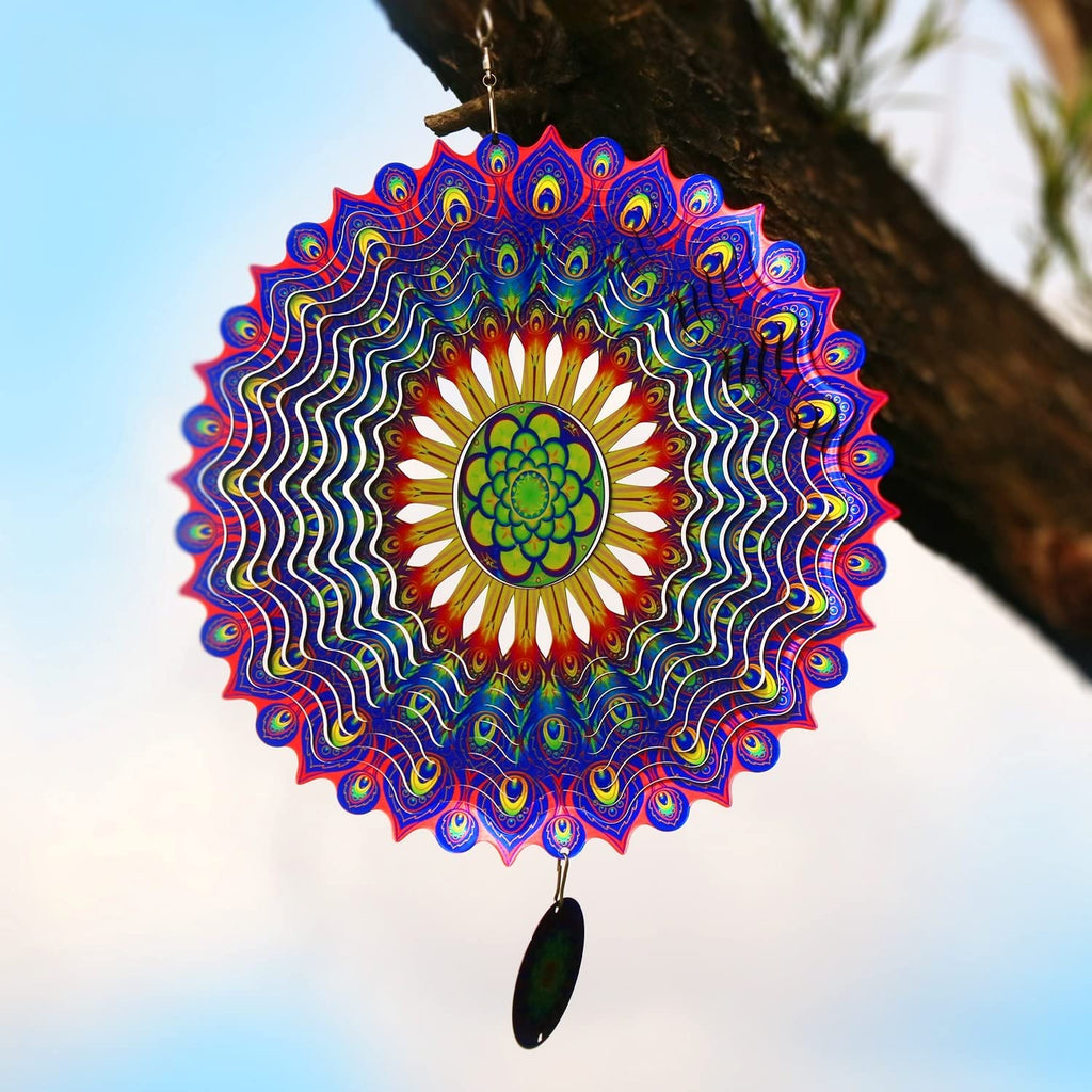 Peacock Feather 3D Rotating Reflective Wind Chime