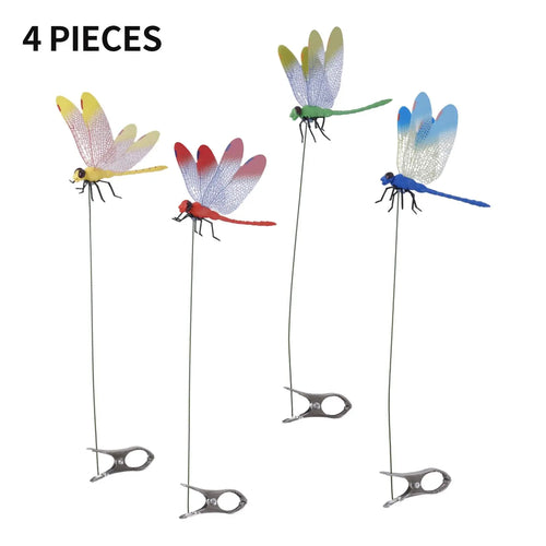 4/8/12pcs 3D Realistic Artificial Dragonfly Bug Repellent Clips - Vibrant Colors, Durable Plastic, No Batteries Needed, Multi-Use for Hats, Garden Stakes & Patio Decor, 4 Colors (Green/Blue/Red/Yellow)Metal Clip Mosquito Repellent Hat Clip