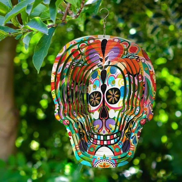 Colorful Skull 3D Rotating Reflective Wind Chime