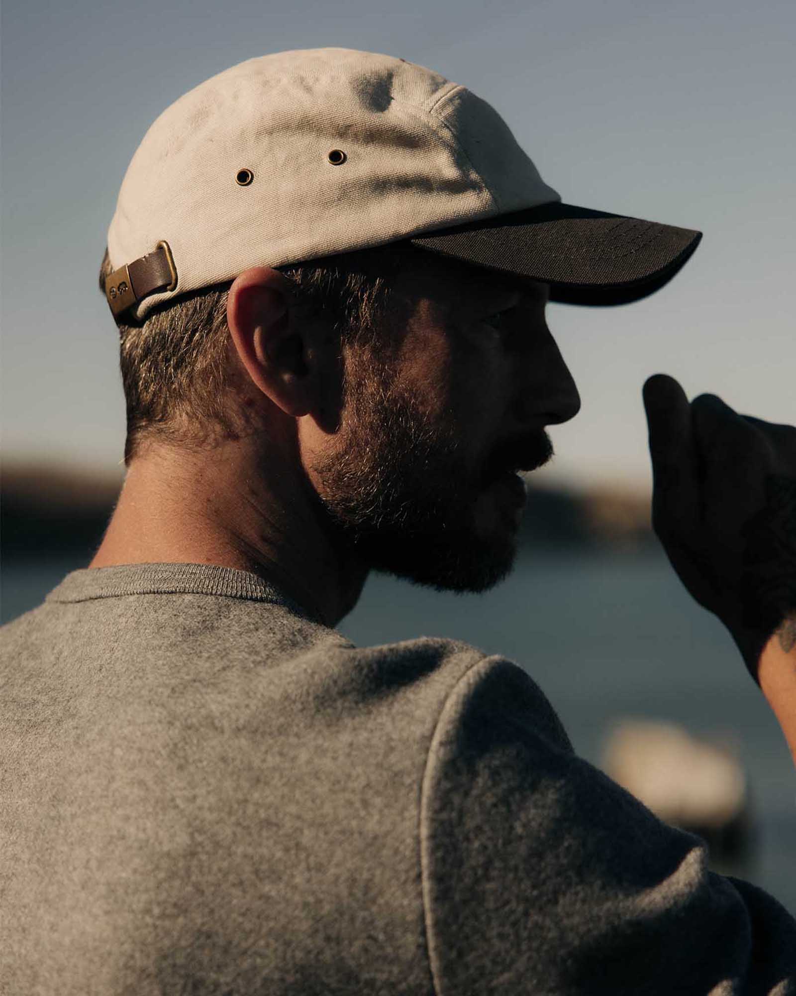 The 5-Panel Cap in Stone Pigment Canvas
