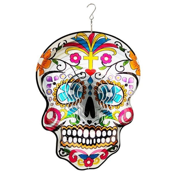 Colorful Skull 3D Rotating Reflective Wind Chime