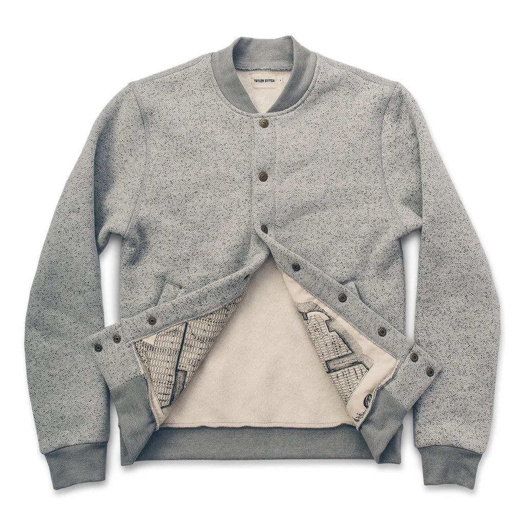 The Bomber in White Fleck Fleece