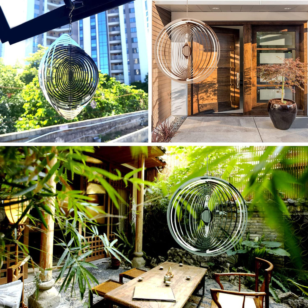 Round 3D Rotating Reflective Wind Chime