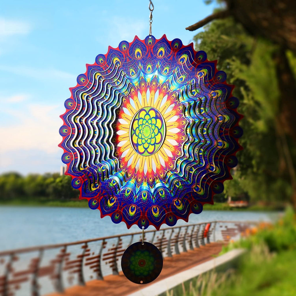 Peacock Feather 3D Rotating Reflective Wind Chime