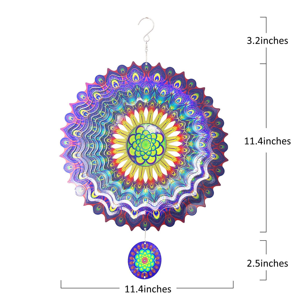 Peacock Feather 3D Rotating Reflective Wind Chime