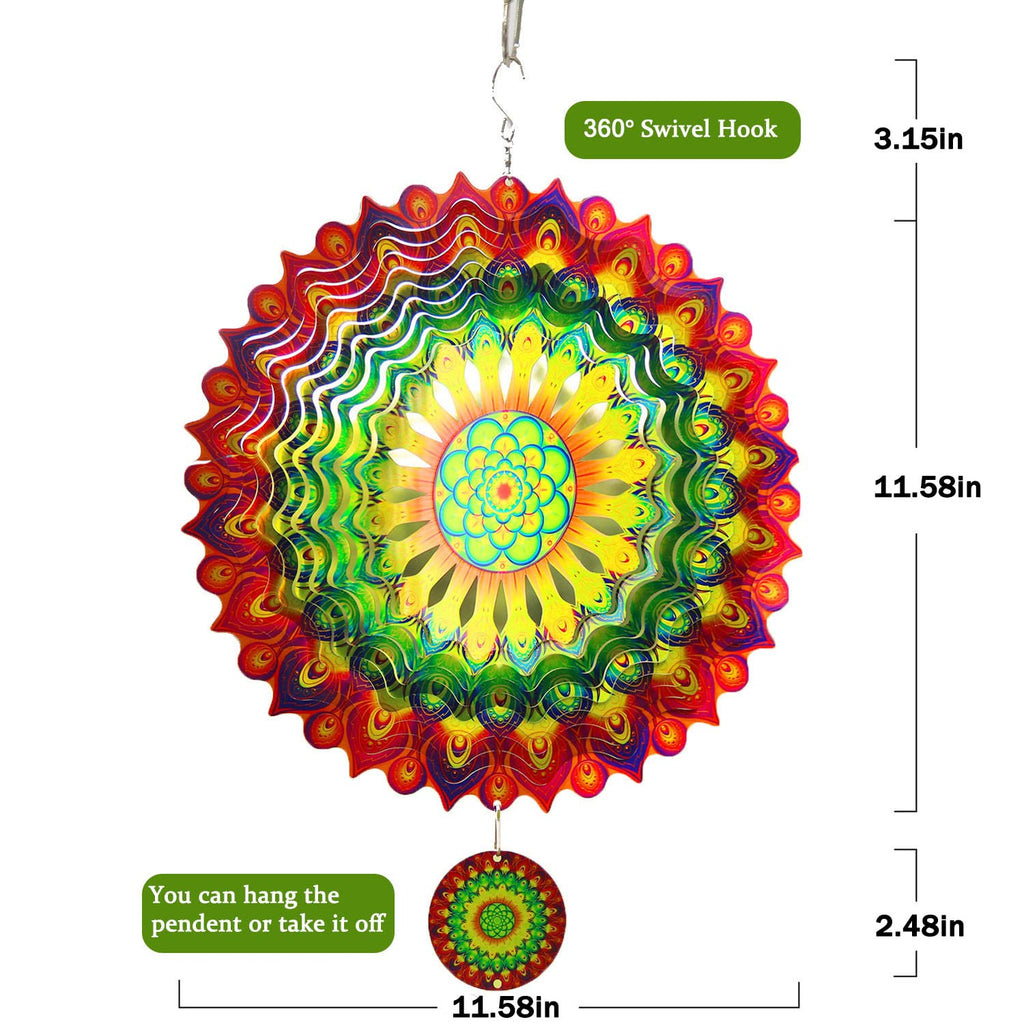 Peacock Feather 3D Rotating Reflective Wind Chime