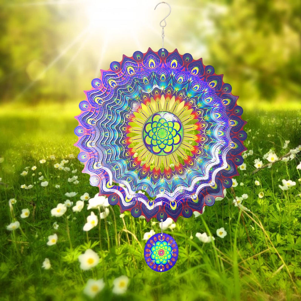Peacock Feather 3D Rotating Reflective Wind Chime