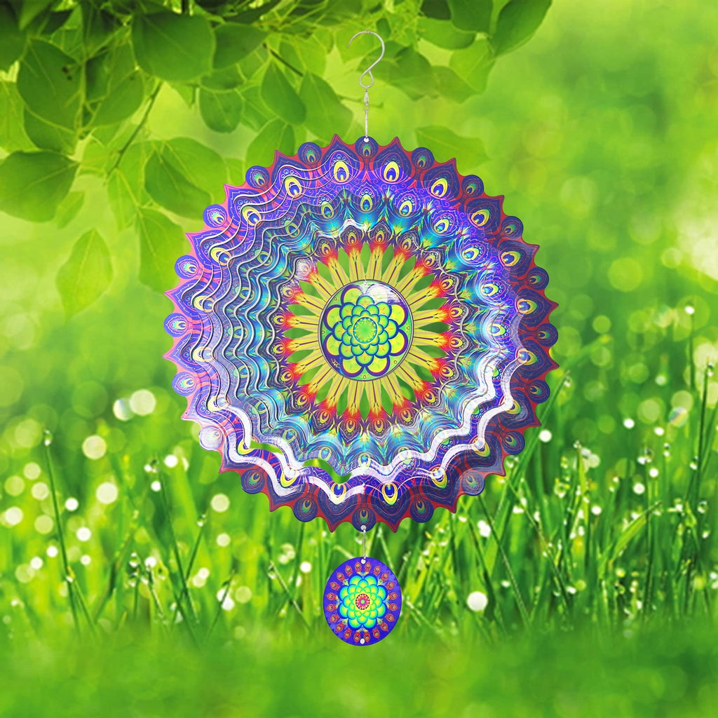 Peacock Feather 3D Rotating Reflective Wind Chime