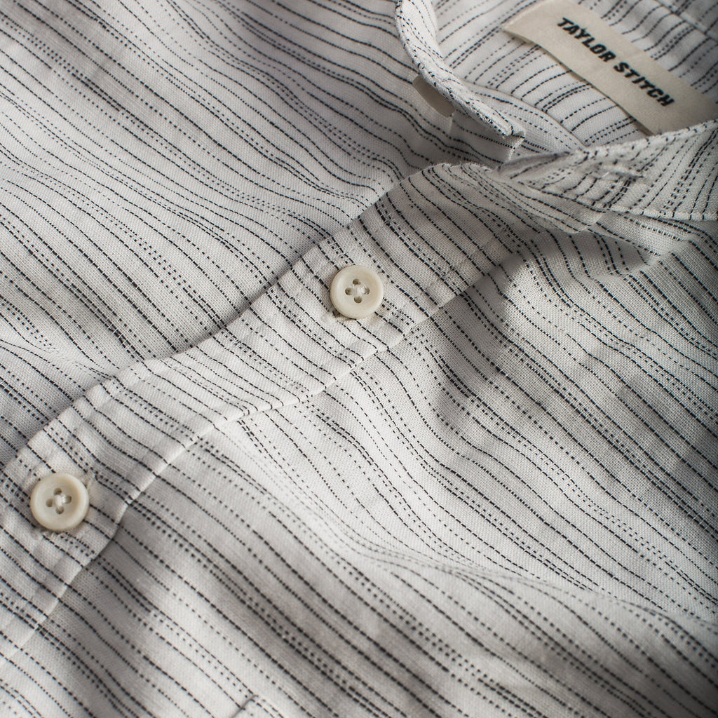 The Bandit in White & Navy Slub Stripe