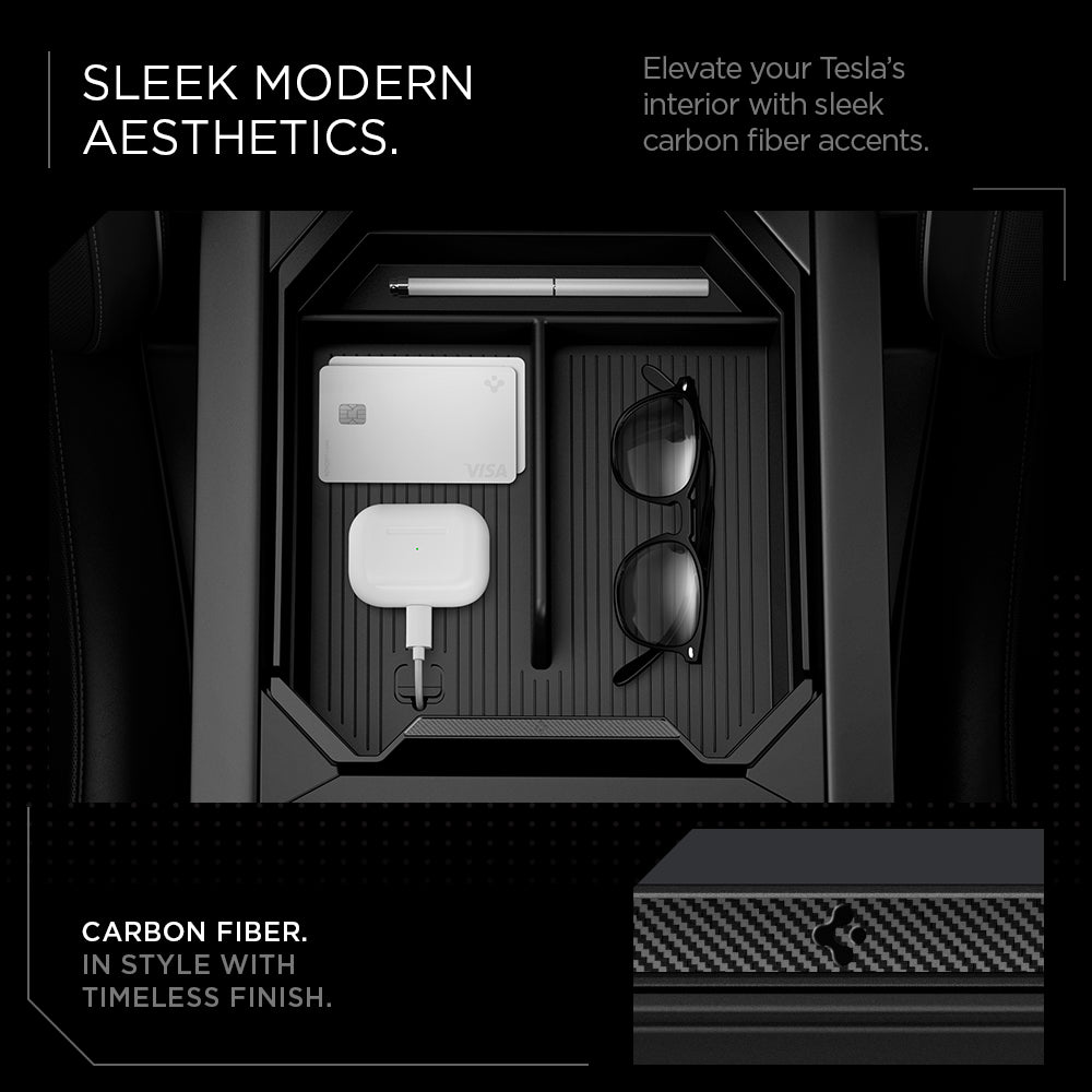 Tesla Series - Non-Slide Center Console Organizer | 3-Section