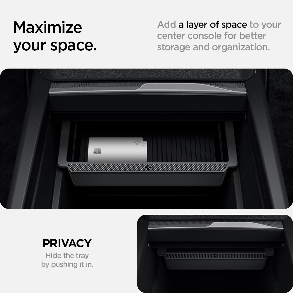 Tesla Series - Sliding Center Console Organizer Upper Tray | 2-Section