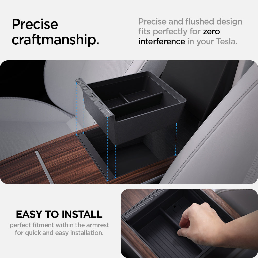 Tesla Series - Non-Slide Center Console Organizer | 3-Section