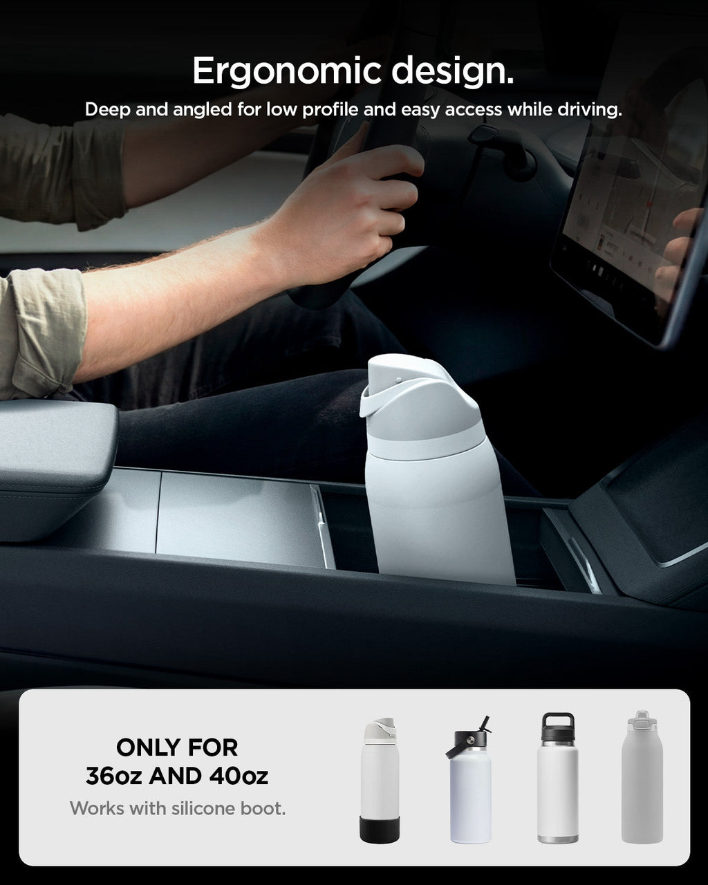 Tesla Series - Sliding Center Console Organizer with Bottle Holder | TO220SC