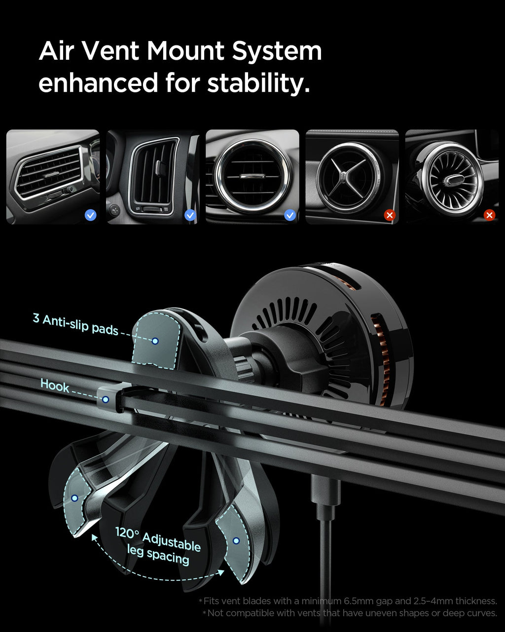 Spigen Essential Qi2.2 25W Hook Car Mount (Mag Fit)