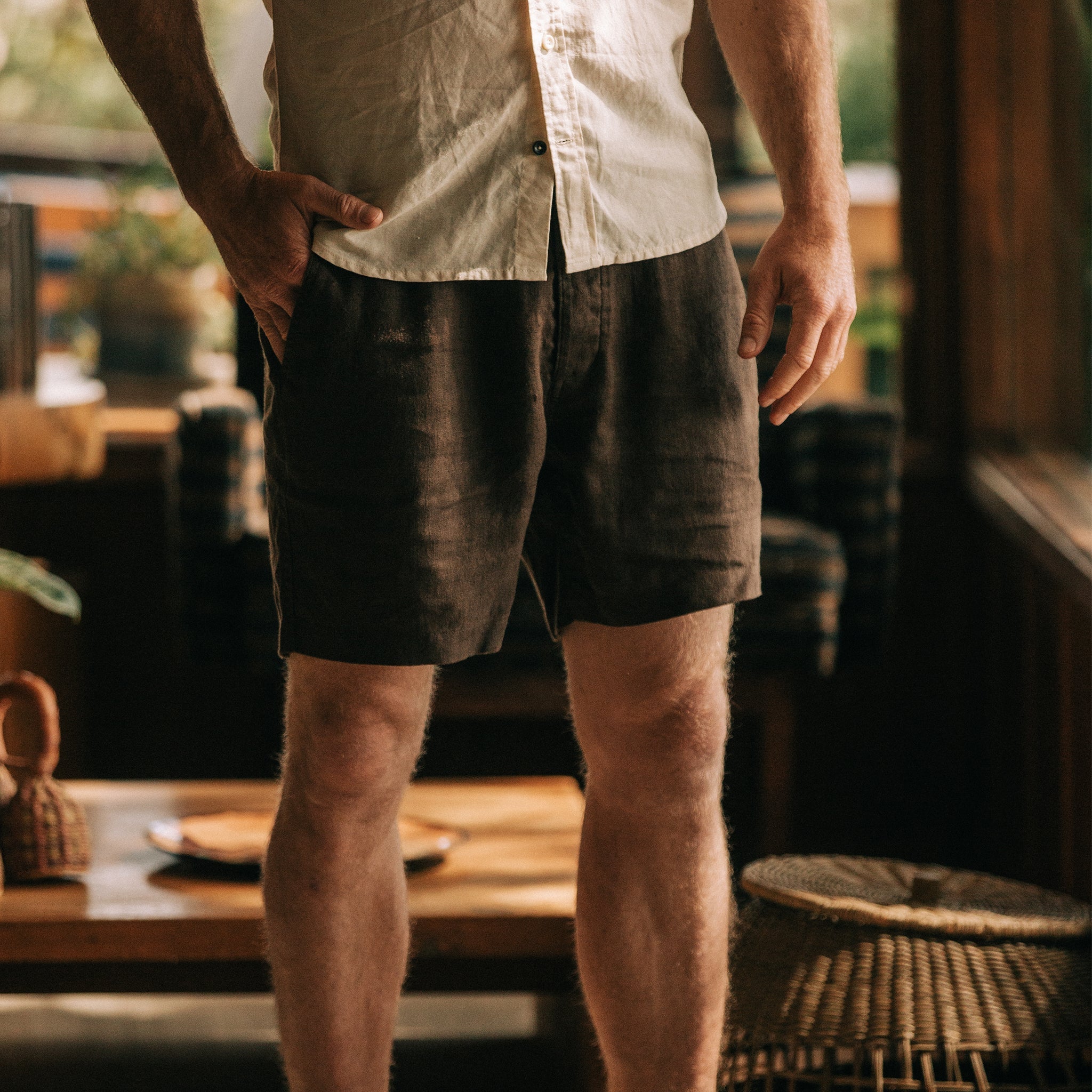 The Apres Short in Espresso Hemp