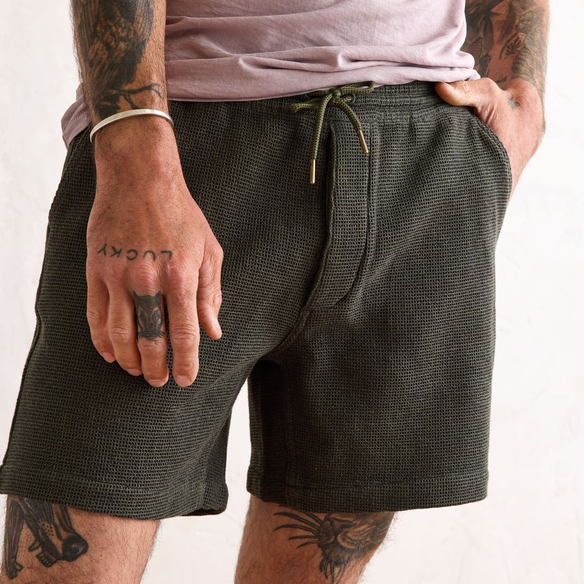The Apres Short in Army Waffle