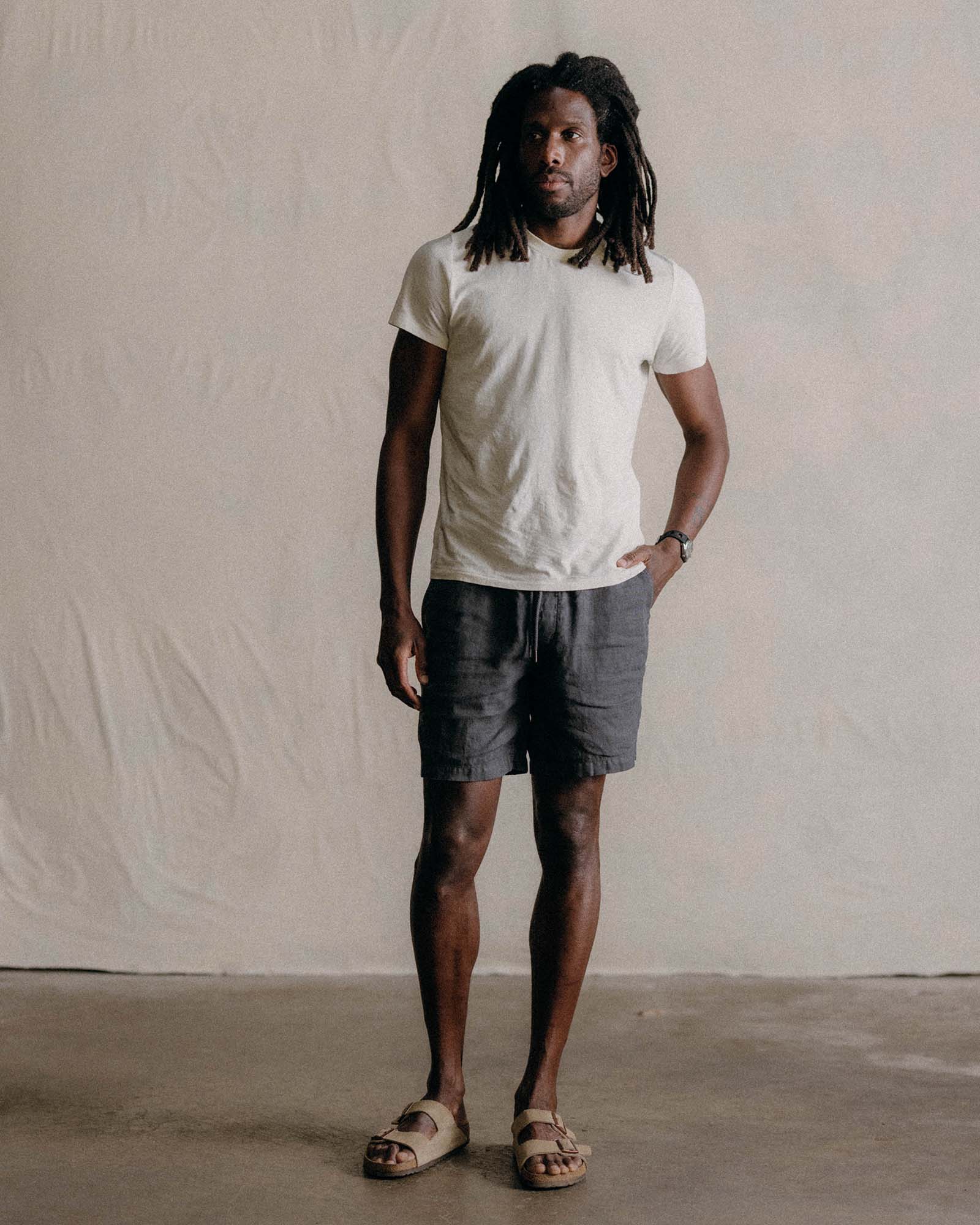 The Apres Short in Faded Black Hemp