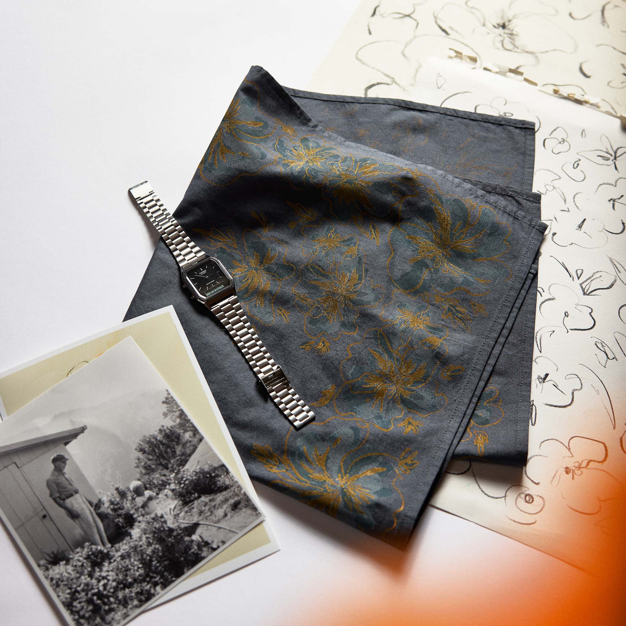 The Bandana in Dark Blue Floral