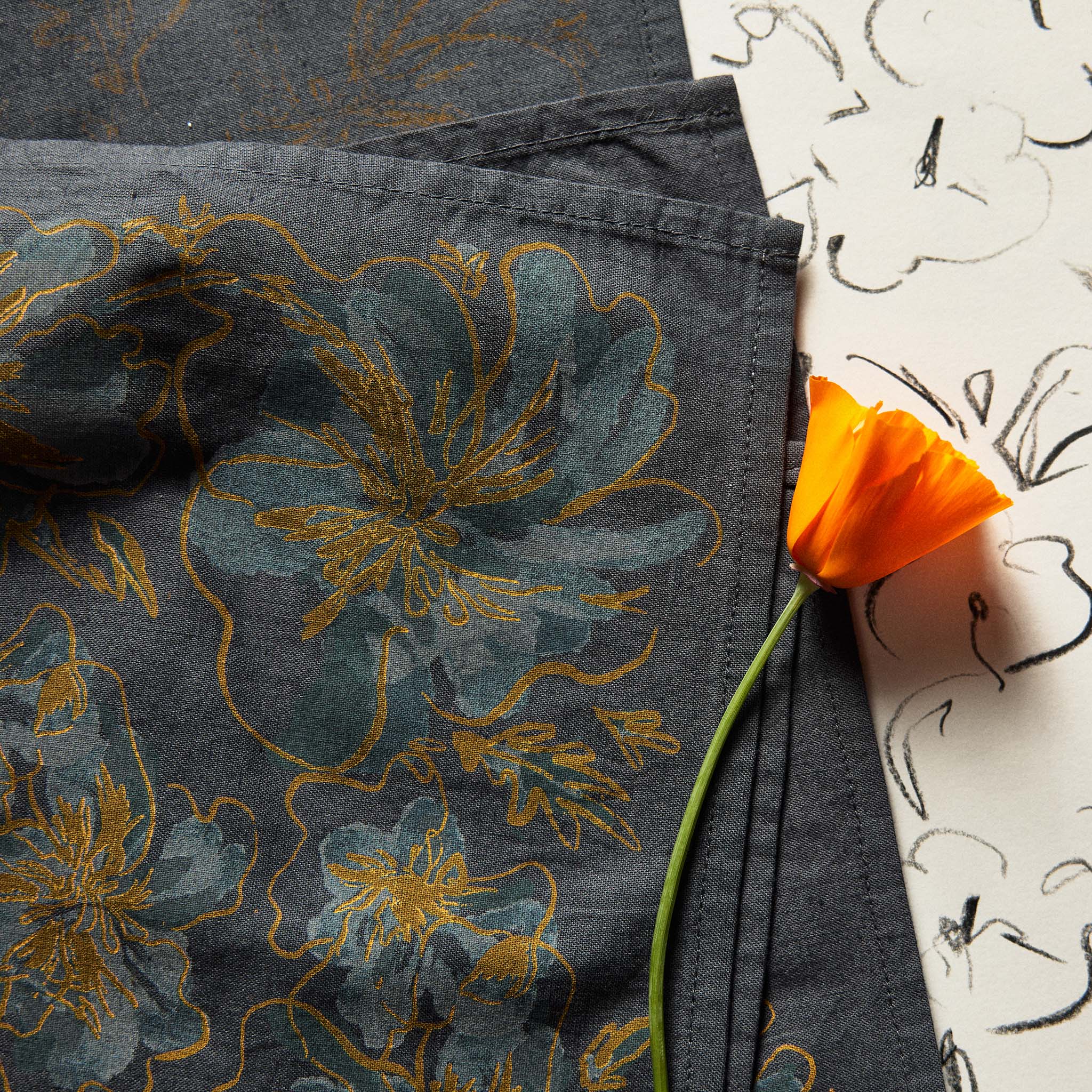The Bandana in Dark Blue Floral