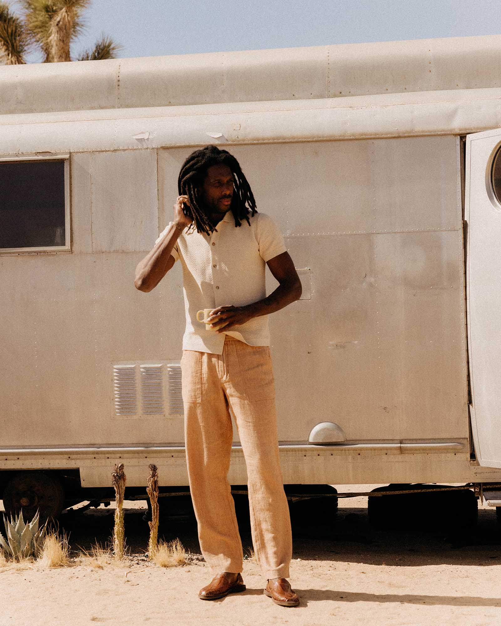 The Breakwater Pant in Chili Stripe Linen