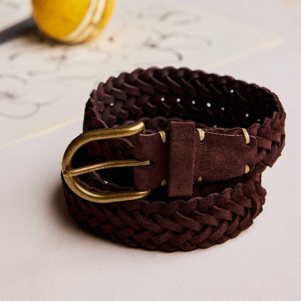 The Braided Belt in Chocolate Suede