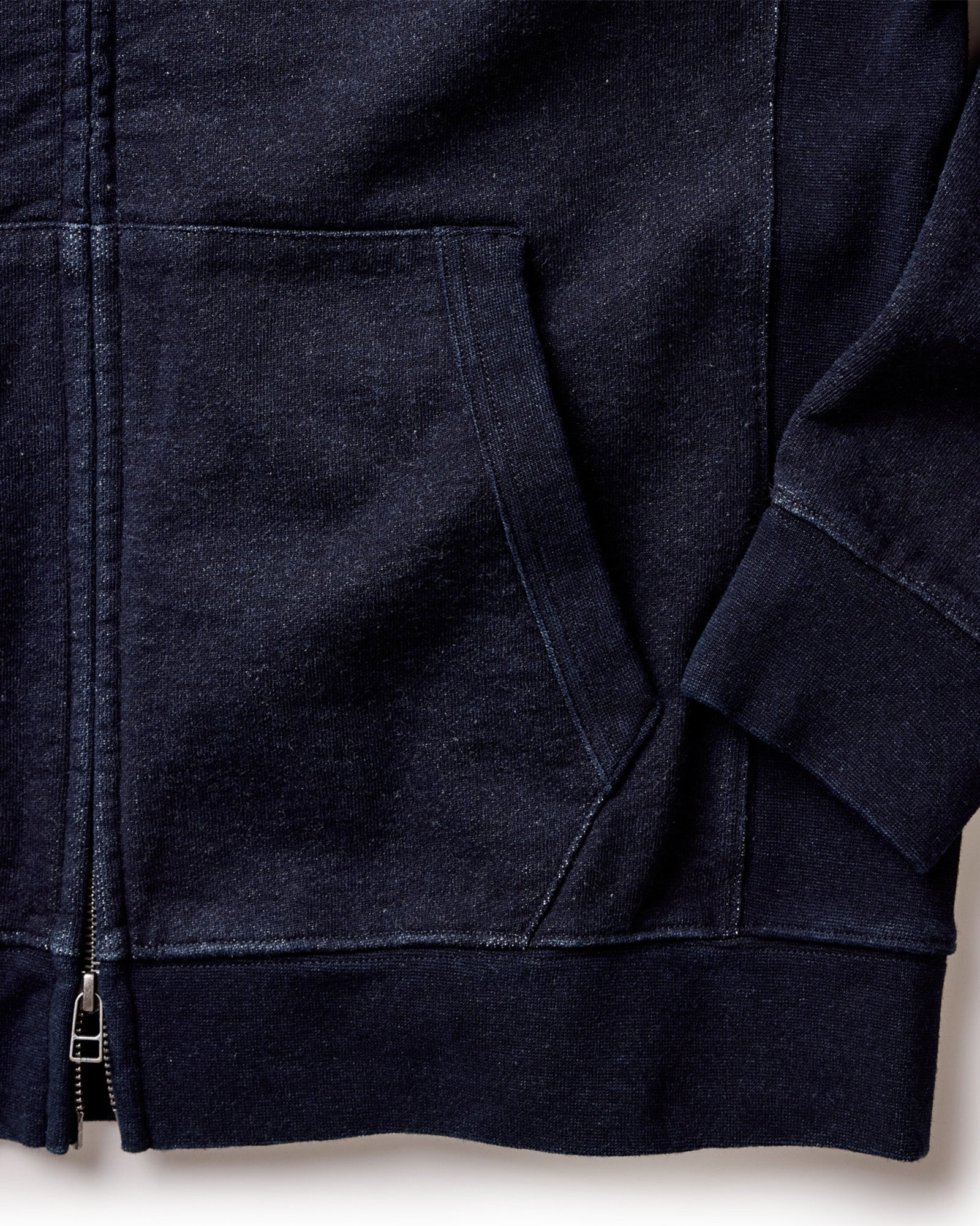 The Apres Zip Hoodie in Rinsed Indigo Terry
