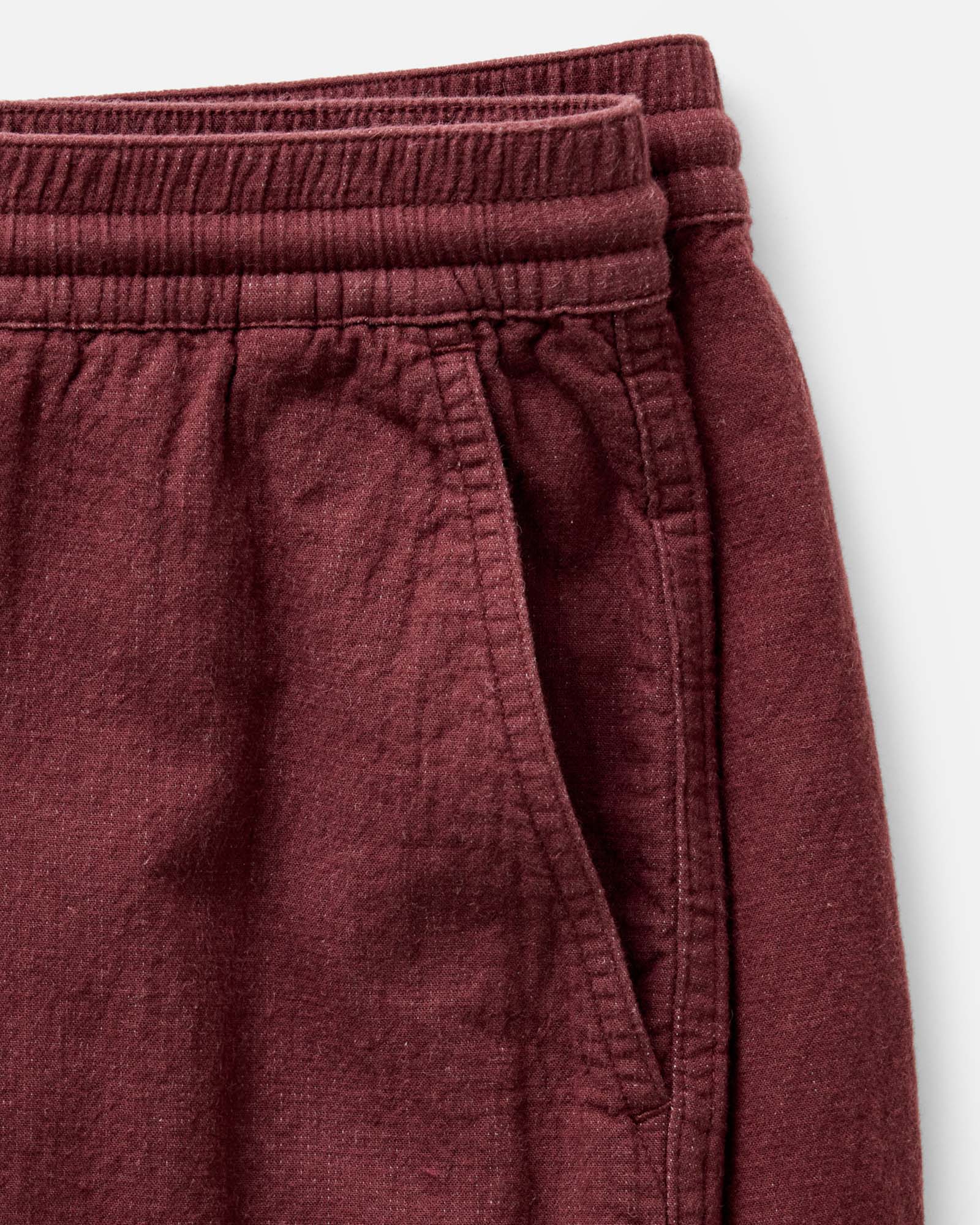 The Apres Pant in Burgundy Double Cloth