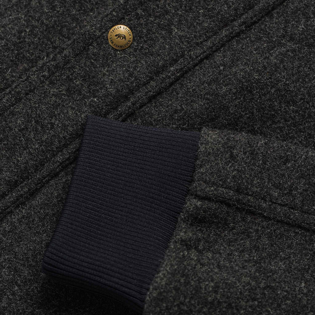 The Bomber Jacket in Charcoal Wool