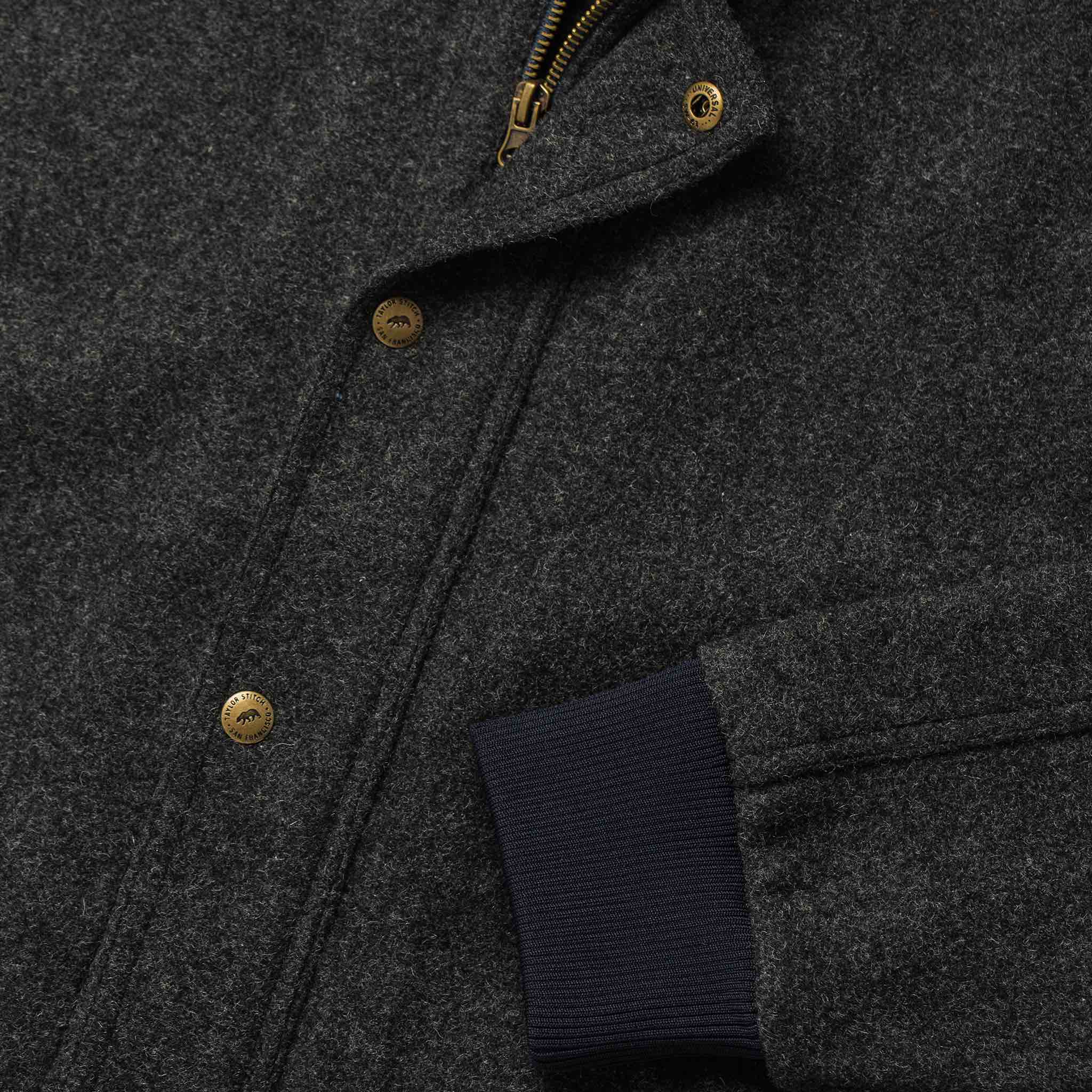 The Bomber Jacket in Charcoal Wool