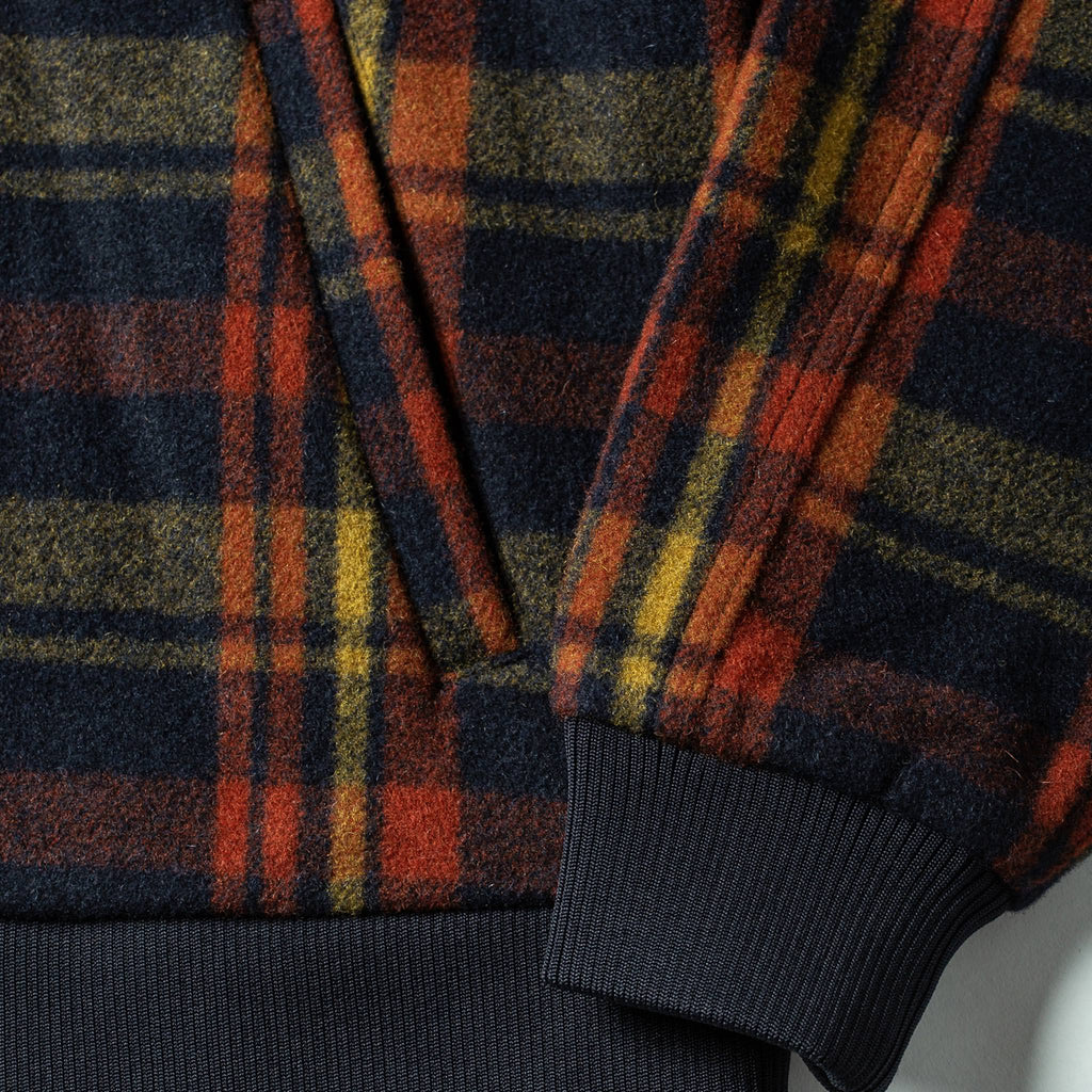 The Bomber Jacket in Navy Plaid Wool