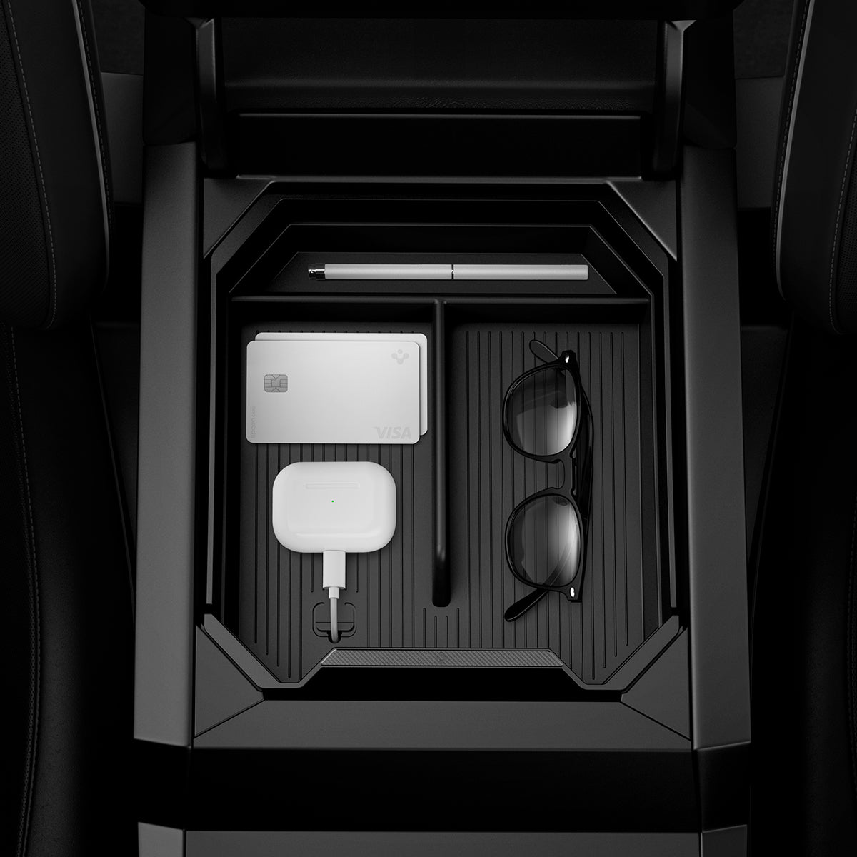 Tesla Series - Non-Slide Center Console Organizer | 3-Section