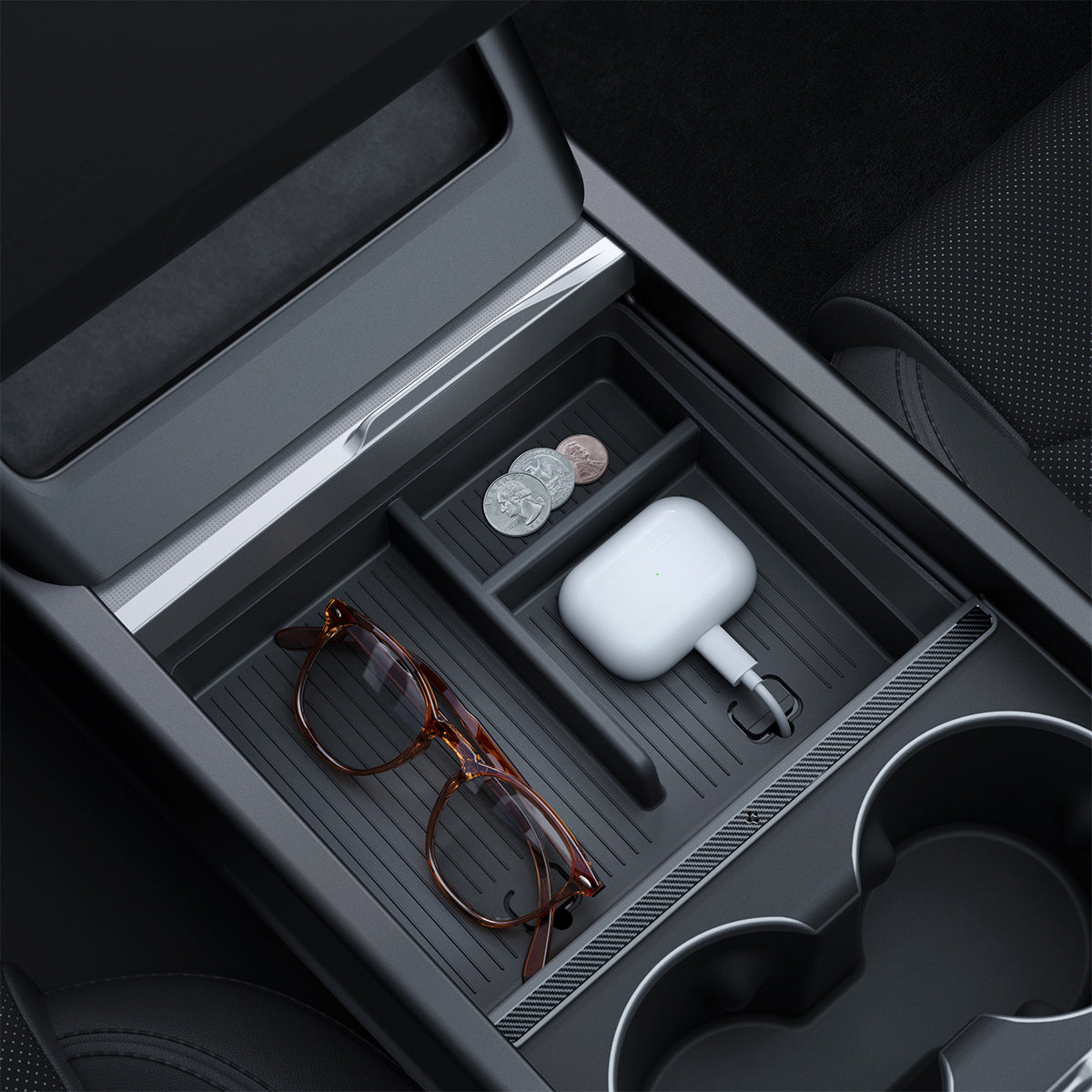 Tesla Series - Non-Slide Center Console Organizer | 3-Section