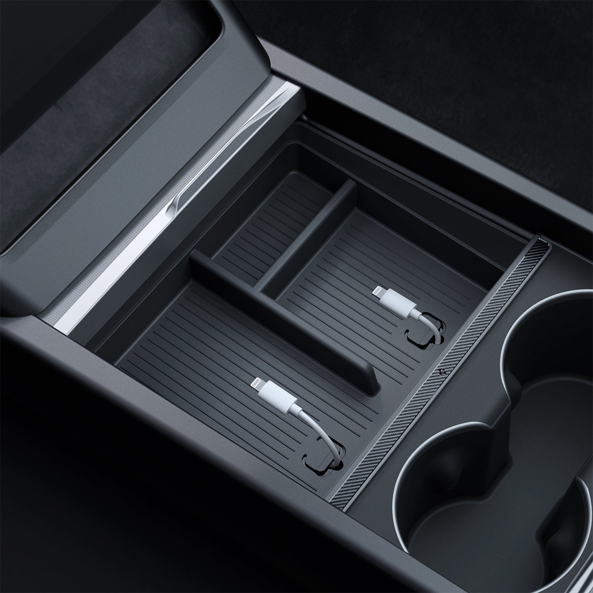 Tesla Series - Non-Slide Center Console Organizer | 3-Section
