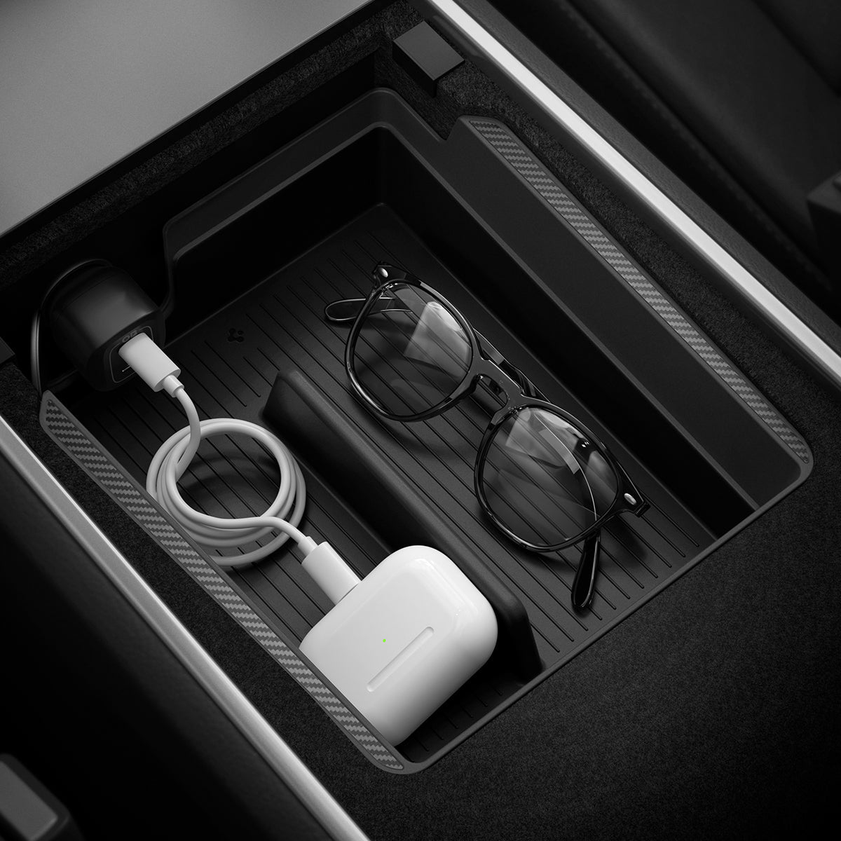 Tesla Series - Armrest Console Organizer Upper Tray | 2-Section