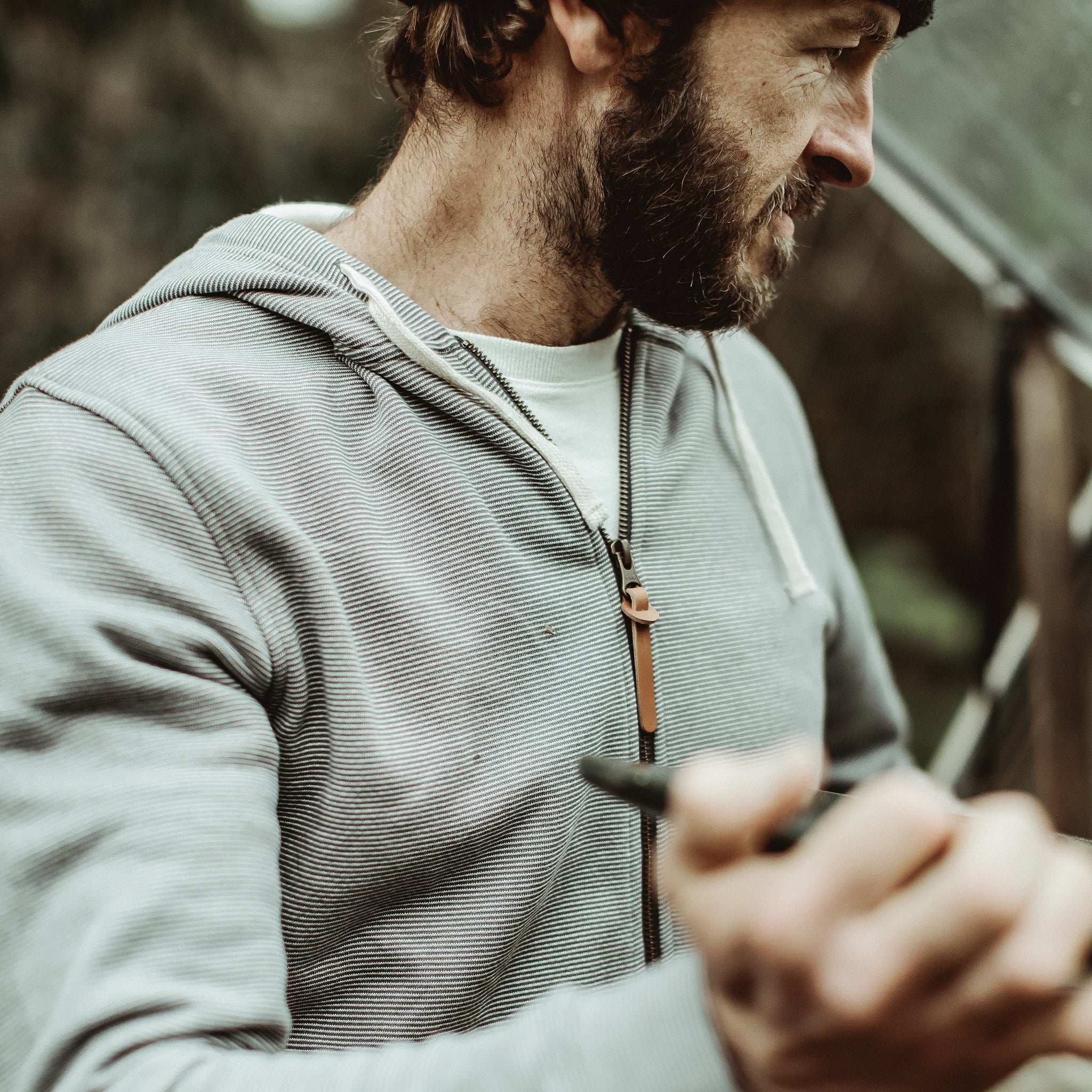 The Après Hoodie in Grey Stripe