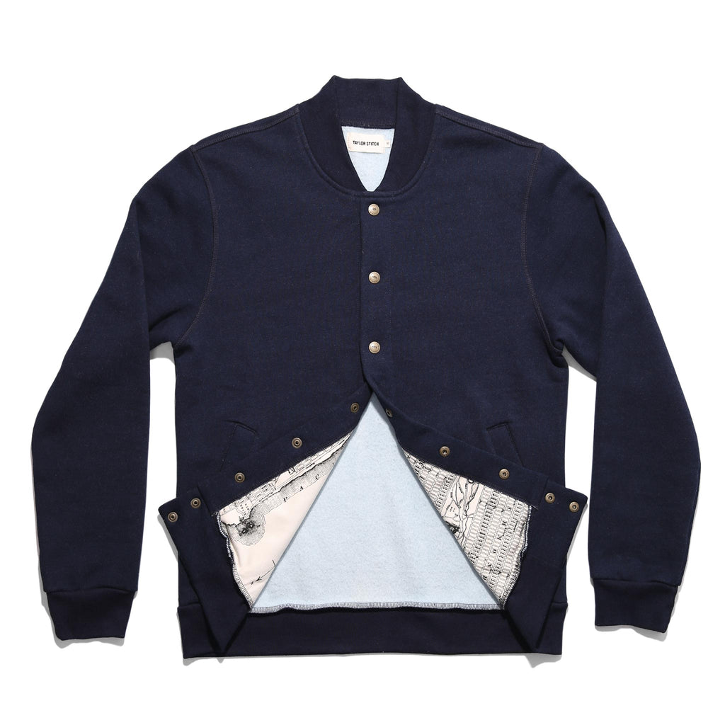 The Bomber in Indigo Fleece
