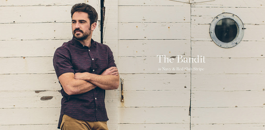 The Bandit in Navy & Red Slub Stripe